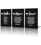 KAWAHONE Faith Hope Love Wall Art,Inspirational Scripture Quote Religious Sign,Bible Verse Canvas...