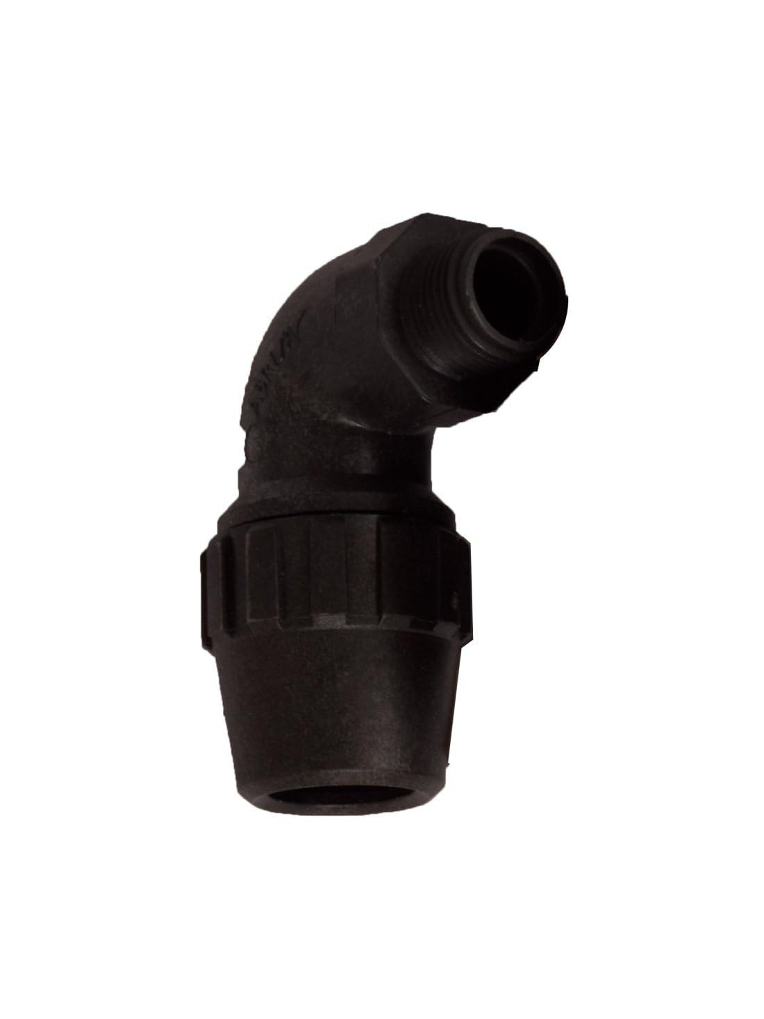 JARDIN202 - Codo Rosca Macho de Polietileno para Tubería de Riego por Goteo - Varias Medidas | 90mm x 3" (Pack 5 uds)
