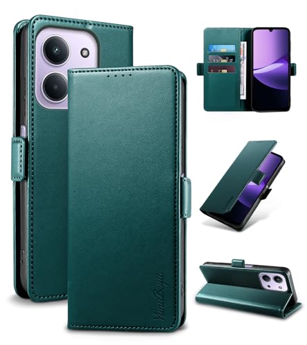 Yunubeyii Funda para Xiaomi Redmi 15C/Poco C85   [RFID Bloqueador] Carcasa de Cuero PU, Magnético Libro Tipo Flip Capa,Soporte Plegable con Tarjetero,Verde