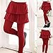 Girls Leggings with Ruffle Tutu Skirts Toddler Footless Tights Skirt Pants Warm Comfy Lightweight (Red, 3-4 Years)
