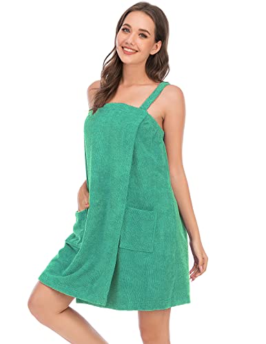 Image of Veseacky Women Bath Wrap Towel for Womens Shower with Pocket Adjustable Spa Robe & Facial Headband