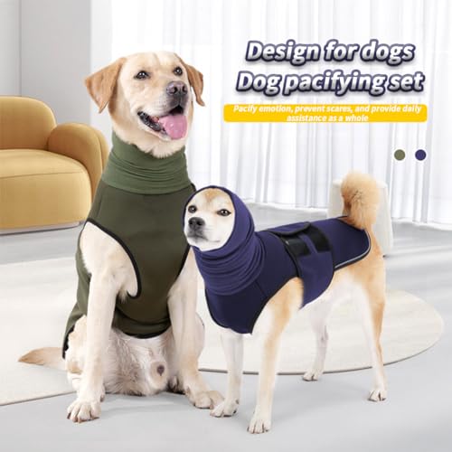 Dog Anxiety Relief Vest, 2 in 1Breathable Dogs Comfort Anxiety Shirts, Puppy Soft Jacket With Reflective Stripe, Anxiety Calming Coat Wrap for Fireworks Thunderstorm Navy Blue XL - Image 6
