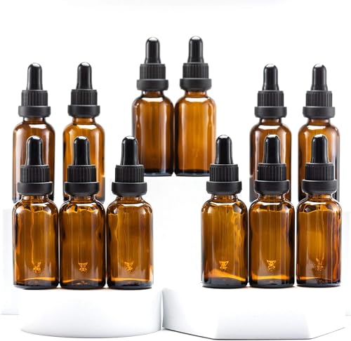 50 ml Kehribar Cam Damlalıklı Şişe, 12 Adet