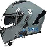Caimcie Casque de Moto modulable avec Bluetooth intégré, Casque intégral relevable homologué ECE/Dot, Double Microphone intégré, pour Hommes et Femmes Adultes D,M=57 58cm