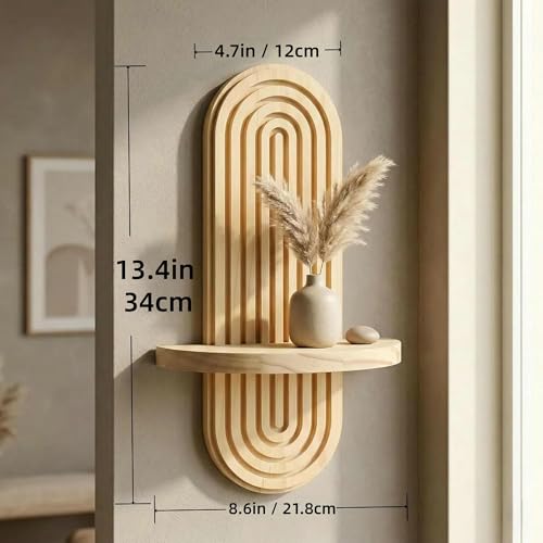 2 Pcs Wood Boho Arched Wall Shelf for Mini Plants & Decor (13.4" X 8.6") — view 2
