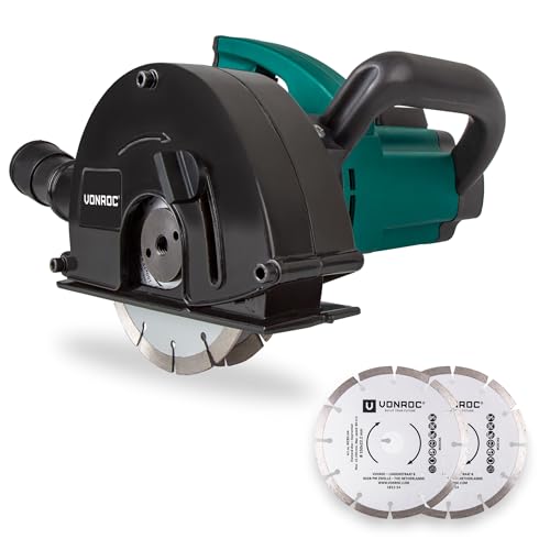 VONROC Rozadora de pared | Fresadora de 1700W - 150mm con 4 discos diamantados y una bolsa de almacenamiento
