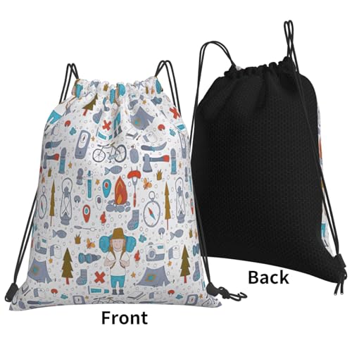 Nature Wildlands Activities Print Drawstring Bags Gym Bag - Lightweight Foldable - Sports, Travel, Yoga, Beach, Hiking, Picnics, Outdoor3