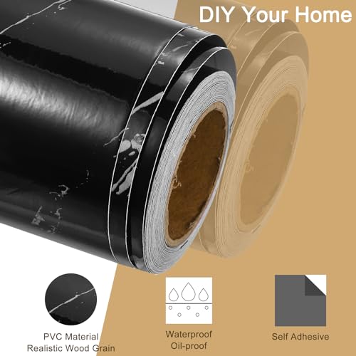 Image of uxcell Wood Grain Tape, 2 inch x33 Ft Self Adhesive Wood Grain Repair Patch for Baseboards, Doors, Floor Repair, Furniture Home Decor Black Stone