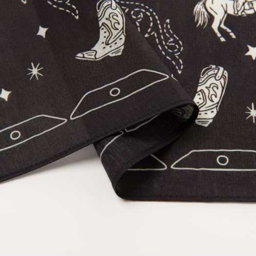 GT BANDANA 22\"x22\" Cowboy Cotton Bandana Multi-Purpose Headbands (Black)