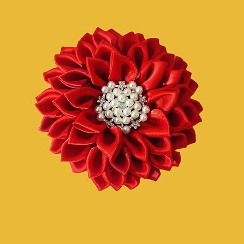 Image of Red 4.5 inch Sorority Paraphernalia Flower Brooch Pin for Women, Greek Organization, Delta Sigma Theta Sorority Inspired for D9 Events, Conferences, Luncheons, J13, National Sorority of Phi Delta Kappa (NSPDK) lapel pin