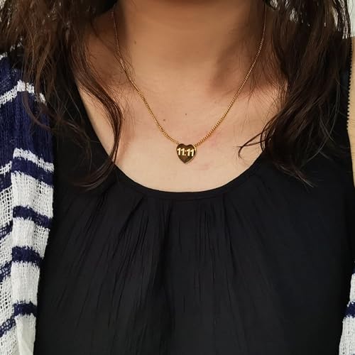 Angel Number Heart Charm Necklace, 11;11 1111 222 333 444 777 888 Spiritual Lucky Necklace for Women4