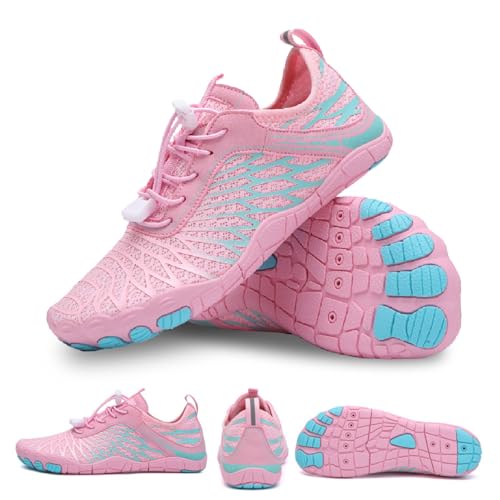 Hike Barefoot Shoes for Women Men, Pro Barefoot Shoe with Wide Toe Box for Hiking, Walking, Healthy & Non-Slip Lightweight Breathable Water Shoes Unisex Pink 41