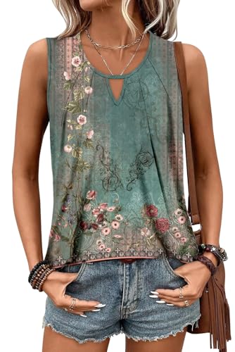 KISSMODA Womens Sleeveless Tops Summer Crew Neck Tank Tops Loose Pleated Vest Casual Trendy Cami Tunic - Image 4
