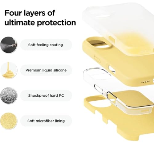 Image of Premium Liquid Silicone Case for iPhone 17 (6.1 Inch) - Slim Full Body Protective Back Cover with Soft Microfiber Lining, Anti-Slip Grip Scratch Resistant Phone Case(Yellow)
