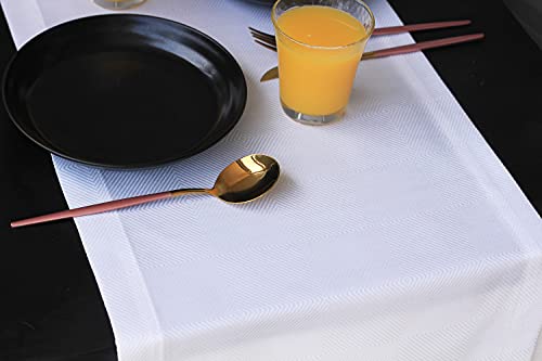 White Table Runner 72 Inch, Outdoor Dining Table Runners, Waterproof Long Dresser Scarf, Wrinkle-Free Coffee Table Runner, Geometric Decor For Nightstand, Dinner Parties, Wedding, Independence #TOP5