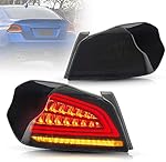 VLAND LED Smoked Tail Lights Compatible For [ Subaru WRX 2015-2021 Subaru WRX STI ] With Sequential Turn Signal Rear Lamps Assembly, YAB-WRX-0286S, Driver & Passenger Side, Set