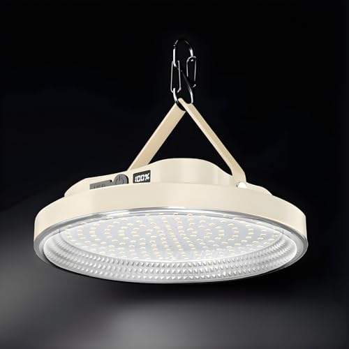 LETOUR Camping Lantern Rechargeable 2000LM Camping Lights for Tent 5200mAh Ultra Bright LED with 4 Modes & Magnetic, IPX5 Waterproof Lamp for Power Outdoor, Tent, Hiking, Emergency Beige L