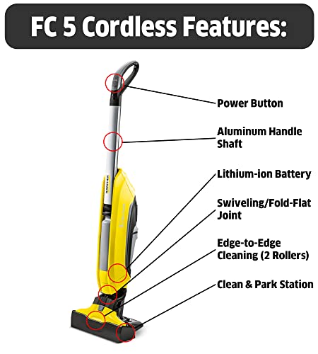 Kärcher - FC 5 Electric Mop & Sanitize Hard Floor Cleaner – Perfect for Laminate, Wood, Tile, LVT, Vinyl, & Stone Flooring - Cordless