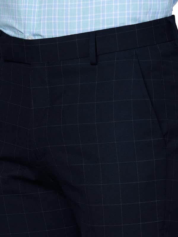 Image of Cantabil Men Checkered Non Pleated Regular Fit Mid Rise Formal Trousers for Men | Formal Pants for Men | Formal Wear Regular Fit Trousers for Men (P MTRF00073)