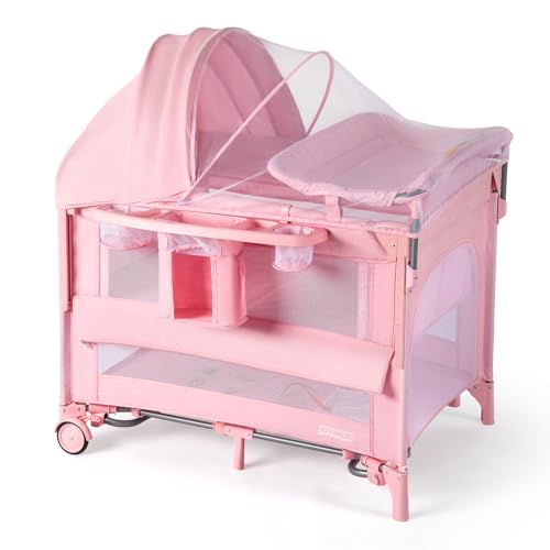 JOYMOR 9 in 1 Bedside Bassinet with Music Center