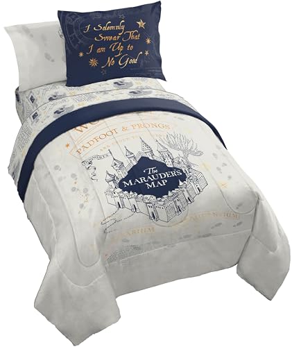 Harry Potter Twin Comforter Set 5 Piece Soft Fantasy Bedding Beige