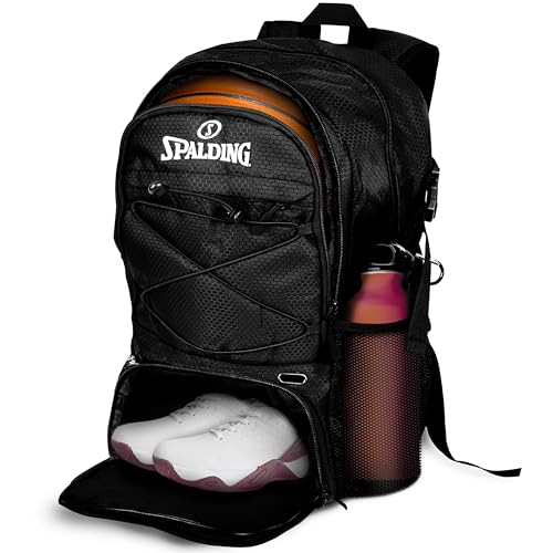 Spalding Basketball Backpack Sports Bag Ultimate Edition | Large Black Backpack with Shoe and Ball...