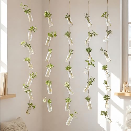 Ferrochef 40 Pcs Mini Hanging Glass Transparent Vases Wall Hanging
