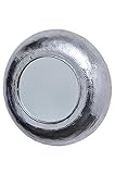 Orientalischer Spiegel aus Aluminium silberfarben, verziert mit den Hammerschlag Technik, 100% Handarbeit aus Indien, mit Aufhänge Vorrichtung zum Aufhängen.
