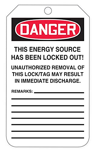 Accuform 100 Lockout Tags By-The-Roll, Danger Do Not Operate, Us Made Osha Compliant Tags, Tear & Water Resistant Pf-Cardstock, 6.25"X 3", Tar404 #TOP1
