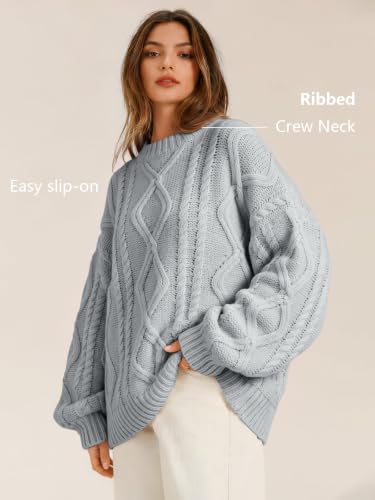 Image of Trendy Queen Women's Oversized Cable Knit Sweaters 2026 Fall Outfits | Quiet Luxury Style, Chunky Knit Texture, Winter Holiday Outfit, Easy Layering Piece, Fall Fashion Staple