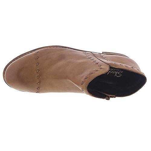 Skechers Skechers Women's RUE-Dominique-Smooth Oiled Leather Upper Zipper Side Ankle Boot, Tan, 6 M US