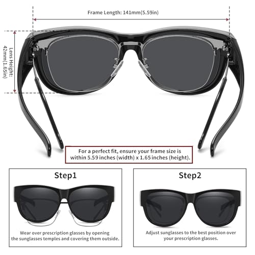 Image of HAOLOTA Sunglasses that Fit-Over Glasses Women Polarized, Trendy Cat Eye Sunglasses Wear Over Glasses, UV Protection