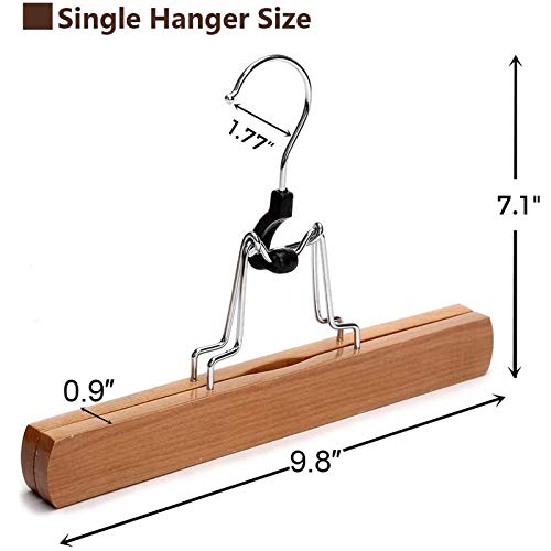 Js Hanger Wood Pants Hangers, 12 Pack Non Slip Wood Skirt Hangers, Smooth Finish Wood Jeans/Slack Hanger With 360° Swivel Hook, Natural Finish #TOP3