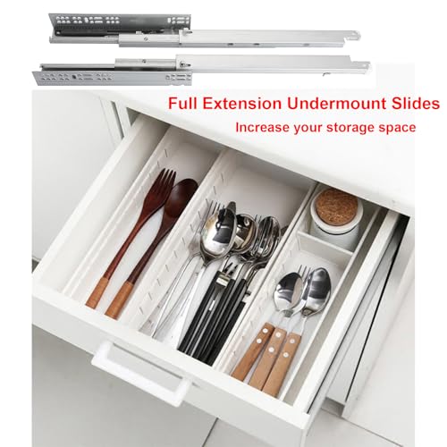 1 Pair of 24 Inch Undermount Soft Close Drawer Slides 100LB Load Capacity Full Extension Concealed Drawer Rails with 3D Locking Device by Betesy Hardware - Image 2