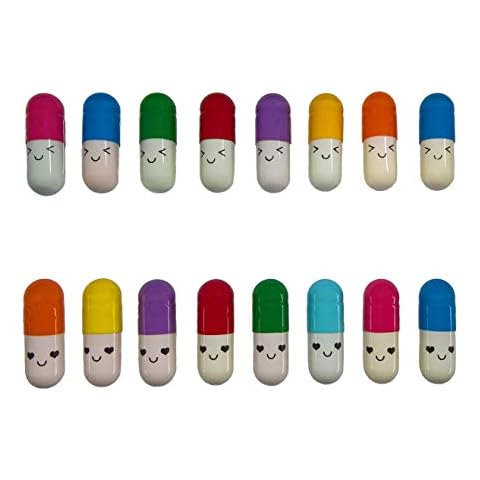 Aoyoho 100 Pcs Message in a Bottle Capsule Letter Cute Smiling Face Love Friendship Half Color Pill Cover
