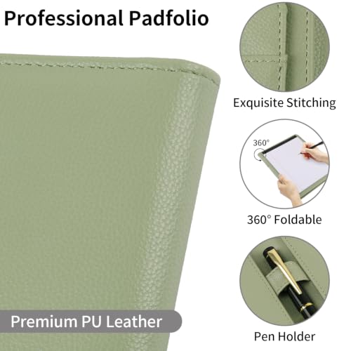 Image of Professional Padfolio Portfolio Binder, Faux Leather, Sage Green