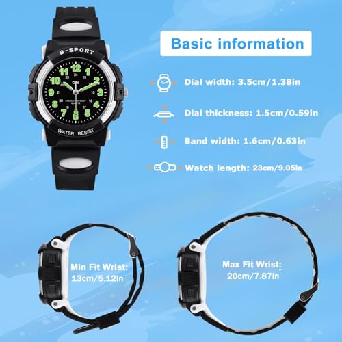 CKV Kids Watch for Boys Girls 5-12 Waterproof Easy Read Analog Sport Outdoor Watch with Soft Strap for Kids