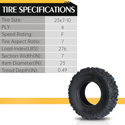 SUNROAD 23x7.00-10 ATV UTV Sport All Terrain Tubeless Tires 4Ply 23x7.00x10 Set of 2