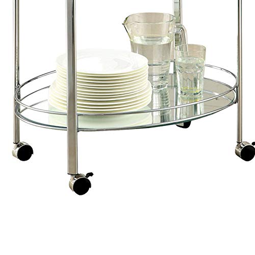 Benjara Contemporary Serving Cart With Caster Wheels, Chrome, One Size #TOP1