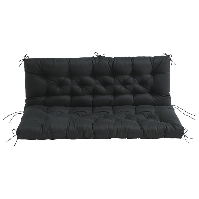 Coussin de banc de jardin imperméable noir 100x100x10 cm pour terrasse