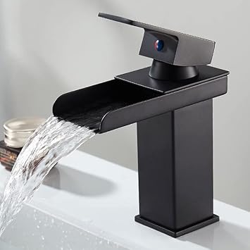 Bathroom Basin Faucet Waterfall Bathroom Mixer Tap Solid Brass LED Sink Faucet White Single Handle Deck Mounted Toilet Mixer Tap