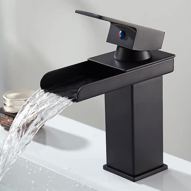 Robinet d'évier LED blanc pour rénover une salle de bain moderne avec cascade d'eau