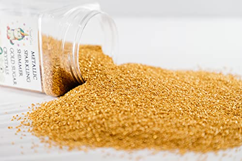 Metallic Sparkling Shimmer Gold Sugar Crystals-Dairy Free,Gluten Free,Egg Free,Vegan,Soy Free,Nuts Free,Kosher,Colored Sparkling Sugar For Cookies,Cakes,Cupcakes Decorating,Sprinkles,Topping,Cocktail #TOP2