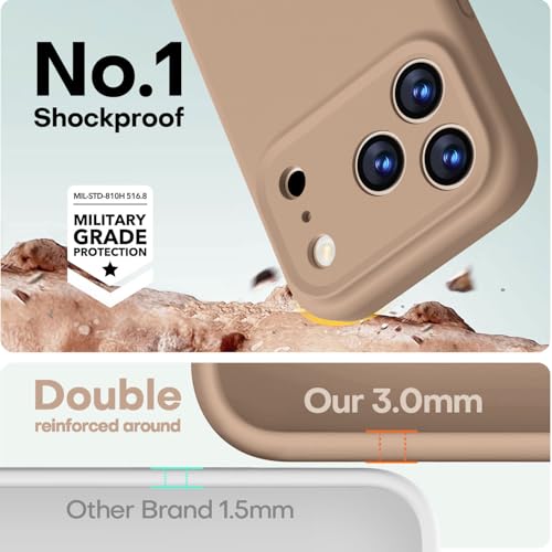 Image of LOVE 3000 Designed for iPhone 17 Pro Max Case, Premium Silicone [Compatible with Magsafe][Soft Anti-Scratch Microfiber Lining] Shockproof Protective Phone Case for Men Women 6.9 inch, Light Brown