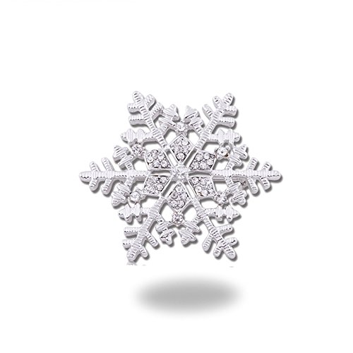 Chuyun Crystal Snowflake Winter Brooch Pins Austrian Crystal Bridal Elegant Snowflake Flower Brooch Clear Silver-Tone(Silver) #TOP3