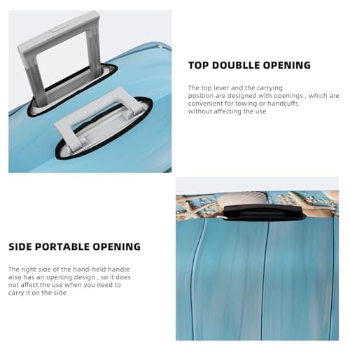 Beach Wooden Starfish Seashell Travel Luggage Cover Elastic Suitcase Covers Washable Anti Scratch Luggage Dust Covers Protector, Fits 29-32 inch Luggage, XL4