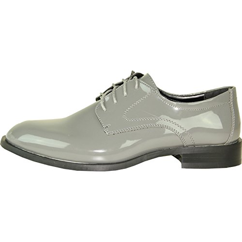 VANGELO Men's Tuxedo Shoes TAB Dress Shoes Oxford Wrinke Free Grey Patent4