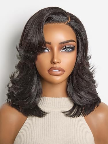 LUVME HAIR Layered Haircut Wavy Human Hair 12 Inches Bob