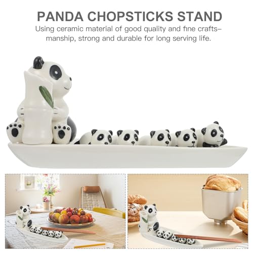 Support à Baguettes en Céramique Panda : Set de Table Blanc Compact - 6