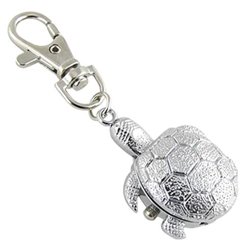 Preisvergleich Produktbild PRINDIY Silberfarbenes Metall Uhr Schlüsselanhänger Taschenuhr